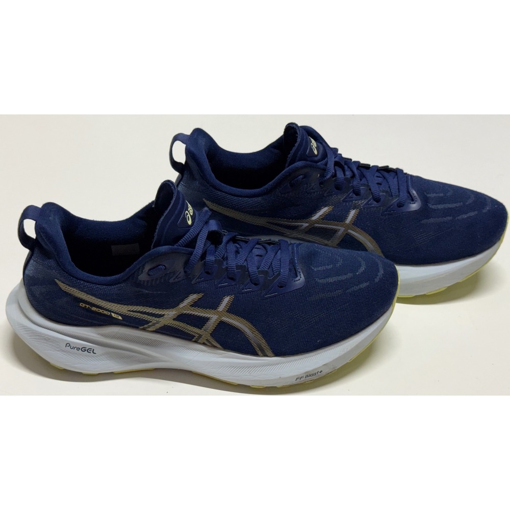 Asics GT-2000 12 Navy Blue Gold Running Shoes 1012B666 Womens Size 10 PureGEL